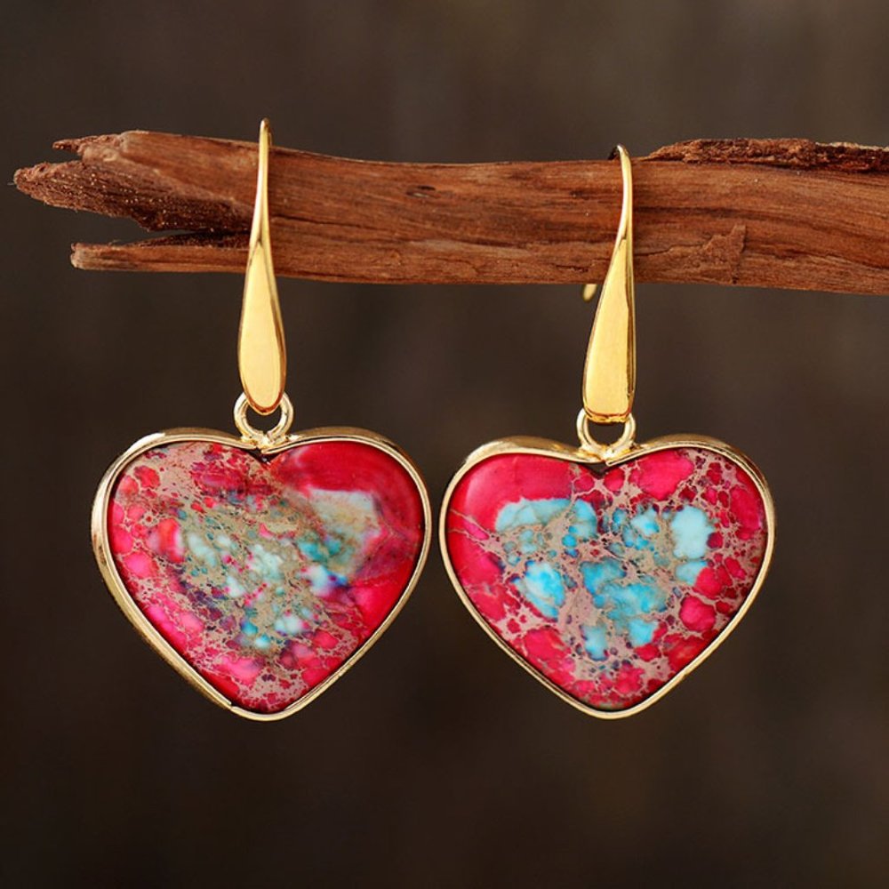 Red Ocean Regalite Women Bohemian Healing Reiki Charming Dangle Earrings Gifts
